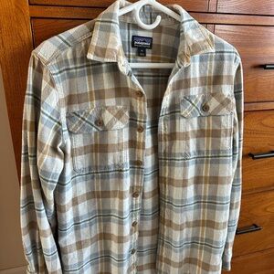 Patagonia Organic Cotton Plaid Shirt - Blue, Tan, Cream